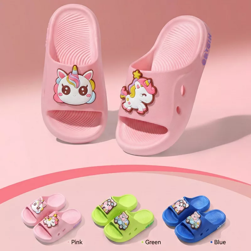 Unisex Cartoon Unicorn Thick Soled Non Slip PVC Slipper for Boys and Girls