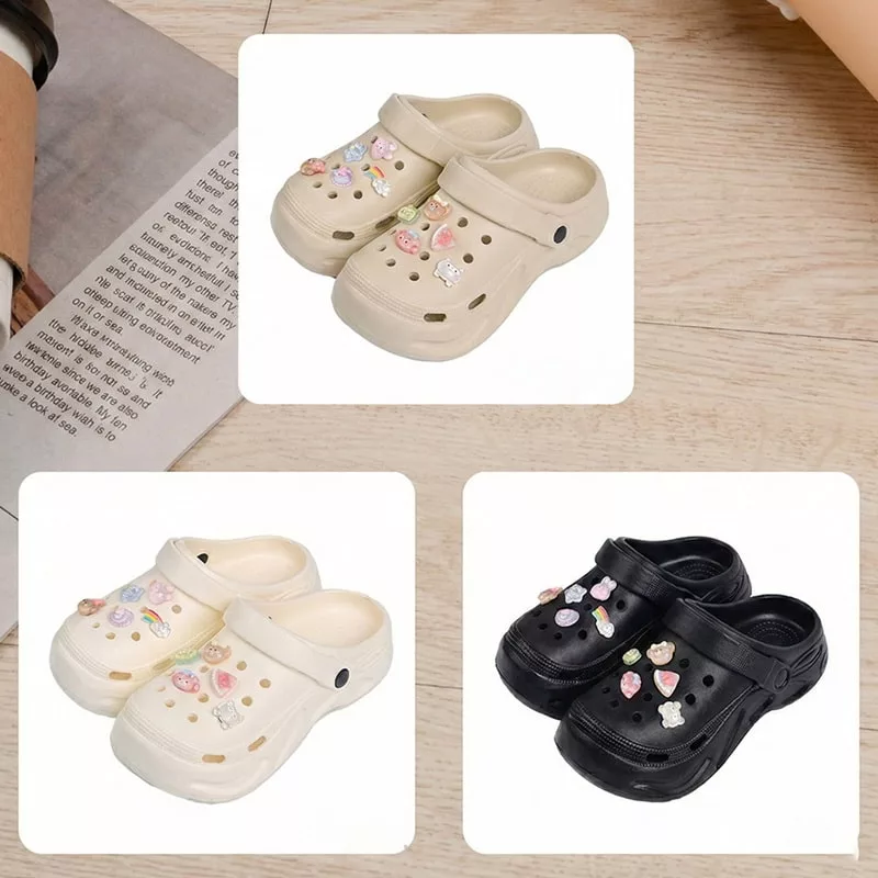 Wholesale Women's High-Elastic EVA Fashionable Outdoor Platform Wooden Clogs Sandals with Detachable Decoration