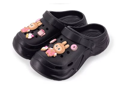 Cute Bear Plush 3D Cartoon Women's Wooden Clogs Sandals