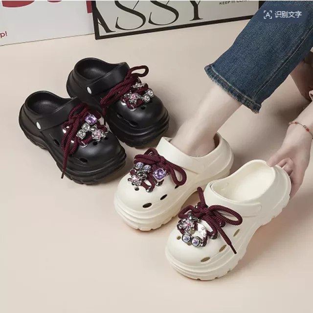 Wholesale Women's Pearl Rhinestone High end Platform EVA Wooden Clogs Garden Shoes