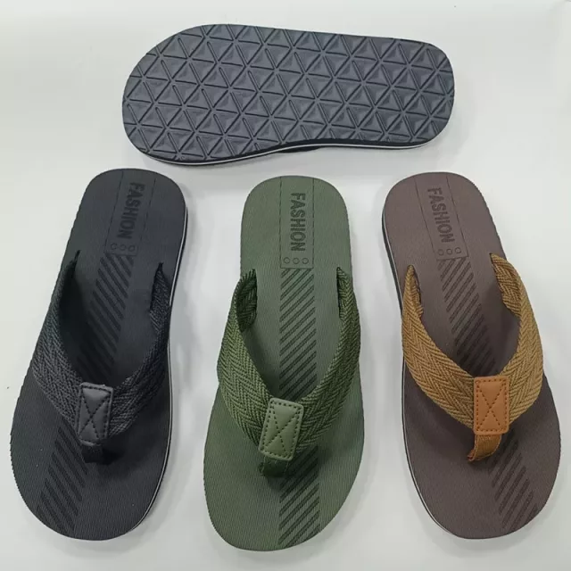 High Quality Men's Casual Flip Flops With Woven Straps