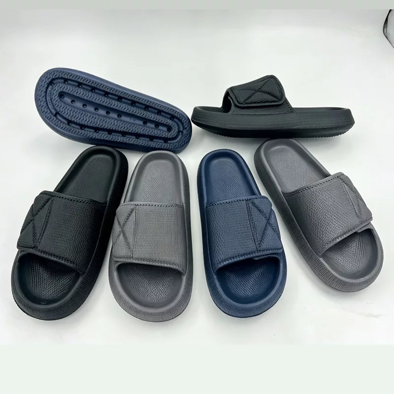 Wholesale Men's Thick Sole EVA Slides with Velcro Straps