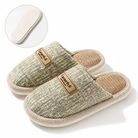 Wholesale Plaid Cotton-Linen Slippers