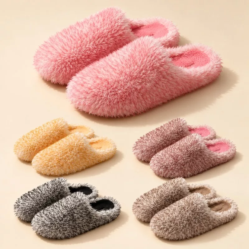 New Winter Plush Couple Slippers Wholesale