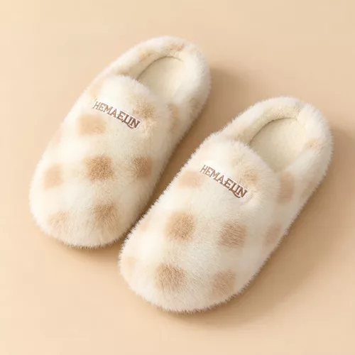 Checkered Plush Slippers